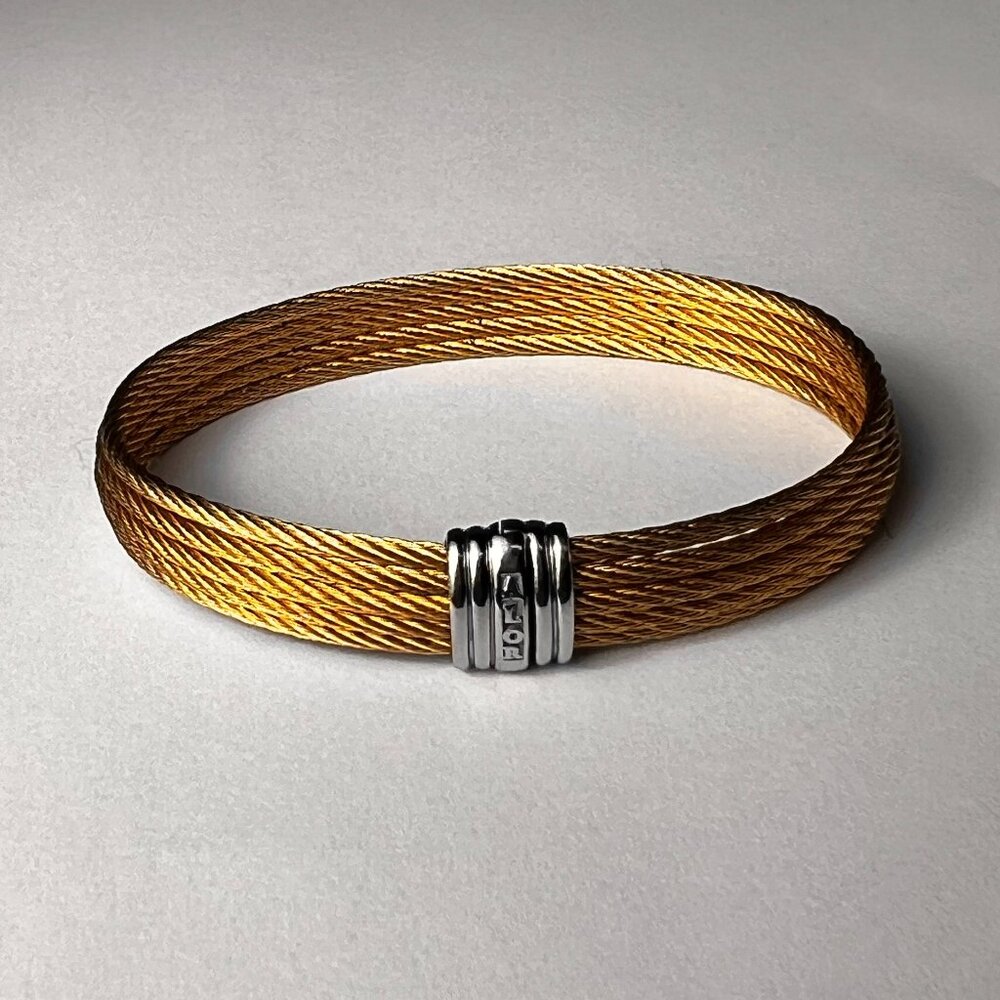 ALOR Classique18k White Gold and Yellow Stainless Steel Cable Bracelet